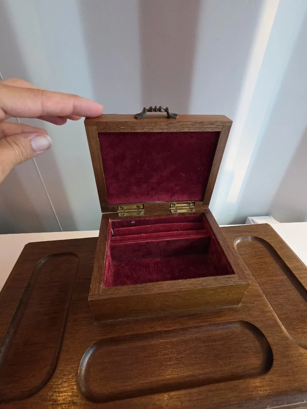 Vintage Wood Valet, Jewelry Box